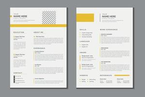 Double pages resume or cv template design vector