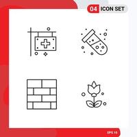 4 Universal Filledline Flat Colors Set for Web and Mobile Applications care bricks layout health test layout Editable Vector Design Elements