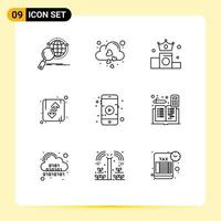 9 Thematic Vector Outlines and Editable Symbols of up down fall direction position Editable Vector Design Elements