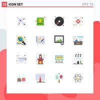 Modern Set of 16 Flat Colors and symbols such as wifi record disc iot play Editable Pack of Creative Vector Design Elements