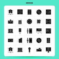 conjunto de iconos de 25 dispositivos sólidos diseño de estilo de glifo vectorial conjunto de iconos negros diseño de ideas de negocios web y móvil ilustración vectorial vector