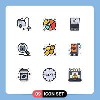 Modern Set of 9 Filledline Flat Colors Pictograph of atom lock computer research flip Editable Vector Design Elements