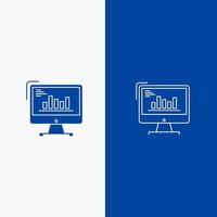 Chart Analytics Business Computer Diagram Marketing Trends Line and Glyph Solid icon Blue banner Line and Glyph Solid icon Blue banner vector