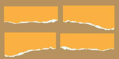 Old yellow color torn paper set vector