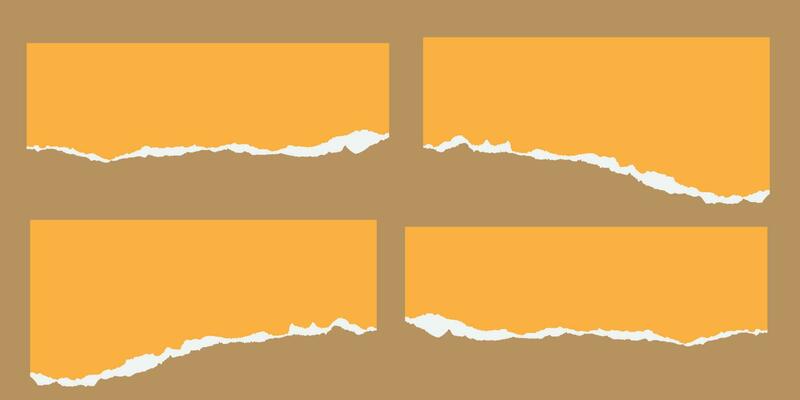 Old yellow color torn paper set