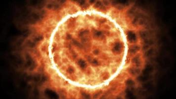 esfera de fogo ardente na nebulosa em um plano de fundo preto video