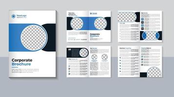 Business 8 page brochure design, Creative brochure template, Corporate brochure design, Modern Company profile, Blue color, Pro Vector