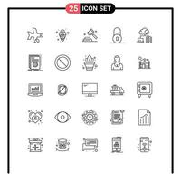 Set of 25 Modern UI Icons Symbols Signs for network padlock mardi gras circular vote Editable Vector Design Elements