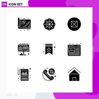 9 Universal Solid Glyphs Set for Web and Mobile Applications star bookmark ancient marketing billboard Editable Vector Design Elements