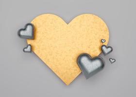 Valentine's Day background with free space for text, copy space. Golden and silver details. Postcard, greeting card design with hearts. 3D illustration. Love. photo
