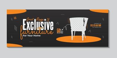 Furniture sale facebook cover banner ad design template vector