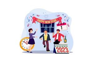 Party New Year with Friends Flat Design vector