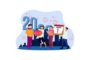 New Year Moment with Friends Flat Design vector