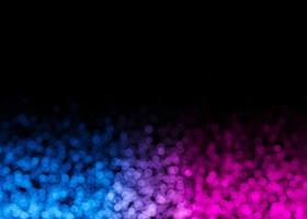 Blue and magenta bokeh lights on black background. Copy space for your text. Abstract backdrop. Festive, celebration. Boke effect. Small out-of-focus neon light parts. Lower frame, border. 3D render. photo