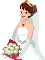 novia bonita en la ilustración de diseño de personajes de boda vector