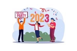 Party New Year with Friends Flat Design vector