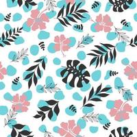 Seamless floral pattern with leaves and flowers. Print for fabrics, clothes, goods, websites vector