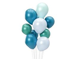 Blue balloons isolated on white background. Birthday, celebration, element for event card. 3d rendering. photo