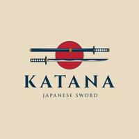 katana espada logo vintage vector ilustración diseño