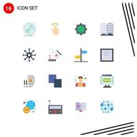 Flat Color Pack of 16 Universal Symbols of learn book touch islam muslim Editable Pack of Creative Vector Design Elements