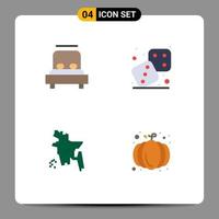 paquete de interfaz de usuario de 4 iconos planos básicos de cama bangladesh juegos de boda campestre otoño elementos de diseño vectorial editables vector