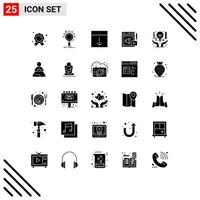 Group of 25 Solid Glyphs Signs and Symbols for megaphone digital marketing setting web layout Editable Vector Design Elements