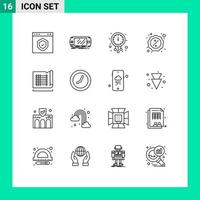 Editable Vector Line Pack of 16 Simple Outlines of cyber discount gaming watch new year Editable Vector Design Elements