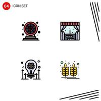 4 Creative Icons Modern Signs and Symbols of wheel bulb play window arrow Editable Vector Design Elements