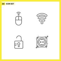 4 Line concept for Websites Mobile and Apps apple school wireless signal computer Editable Vector Design Elements