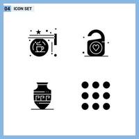 Set of 4 Modern UI Icons Symbols Signs for board amphora shop love greece Editable Vector Design Elements