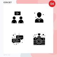 4 Universal Solid Glyph Signs Symbols of man chat christian man camera Editable Vector Design Elements