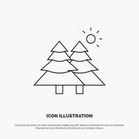 Fir Forest Nature Trees Vector Line Icon