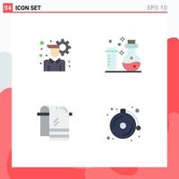 Set of 4 Modern UI Icons Symbols Signs for account towel chemistry science alarm Editable Vector Design Elements