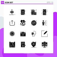 Set of 16 Modern UI Icons Symbols Signs for up navigation marketing map xmas Editable Vector Design Elements