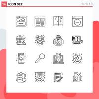 Modern Set of 16 Outlines Pictograph of seo minimize page less web Editable Vector Design Elements