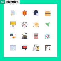 Universal Icon Symbols Group of 16 Modern Flat Colors of presentation board chat alphabet food Editable Pack of Creative Vector Design Elements