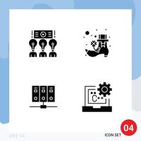 Group of 4 Solid Glyphs Signs and Symbols for meeting mainframe training irish database Editable Vector Design Elements