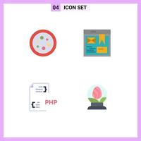 User Interface Pack of 4 Basic Flat Icons of biology coding lab web development Editable Vector Design Elements