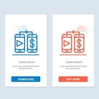 Mobile Dollar Money  Blue and Red Download and Buy Now web Widget Card Template vector