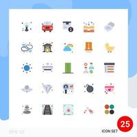 25 Universal Flat Color Signs Symbols of messaging office certificate drawer archive Editable Vector Design Elements