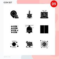 9 Creative Icons Modern Signs and Symbols of bell timeline business marketing seo Editable Vector Design Elements