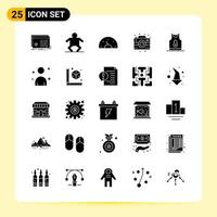 25 iconos creativos para el diseño moderno de sitios web y aplicaciones móviles receptivas 25 signos de símbolos de glifo sobre fondo blanco paquete de 25 iconos fondo de vector de icono negro creativo