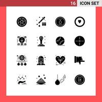 Set of 16 Modern UI Icons Symbols Signs for office share power ideas circle Editable Vector Design Elements