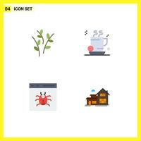 4 iconos planos universales signos símbolos de brotes navegador naturaleza café desarrollar elementos de diseño vectorial editables vector