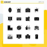 16 Creative Icons Modern Signs and Symbols of seo board computer speaker half Editable Vector Design Elements