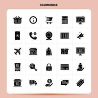 conjunto de iconos de comercio electrónico sólido 25 diseño de estilo de glifo vectorial conjunto de iconos negros diseño de ideas de negocios web y móvil ilustración vectorial vector