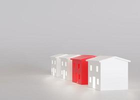Houses on white background. Buy or sell a house. Concept for new property, mortgage and real estate investment. Homes for sale. Copy space for your text or logo, modern layout. 3d rendering. photo