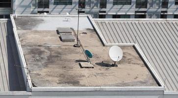 Old big telecommunication satellite dish. photo