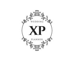 colección de logotipos de monogramas de boda con letras iniciales xp, plantillas florales y minimalistas modernas dibujadas a mano para tarjetas de invitación, guardar la fecha, identidad elegante para restaurante, boutique, café en vectores