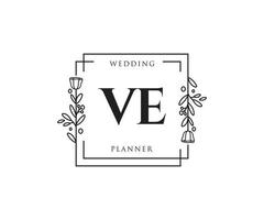 Initial VE feminine logo. Usable for Nature, Salon, Spa, Cosmetic and Beauty Logos. Flat Vector Logo Design Template Element.